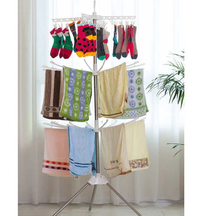 360 Degree Swivel Clothes Towel Airer Hanger Drying Rack - Image 2