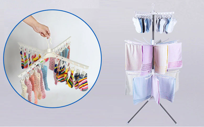 360 Degree Swivel Clothes Towel Airer Hanger Drying Rack - Image 5
