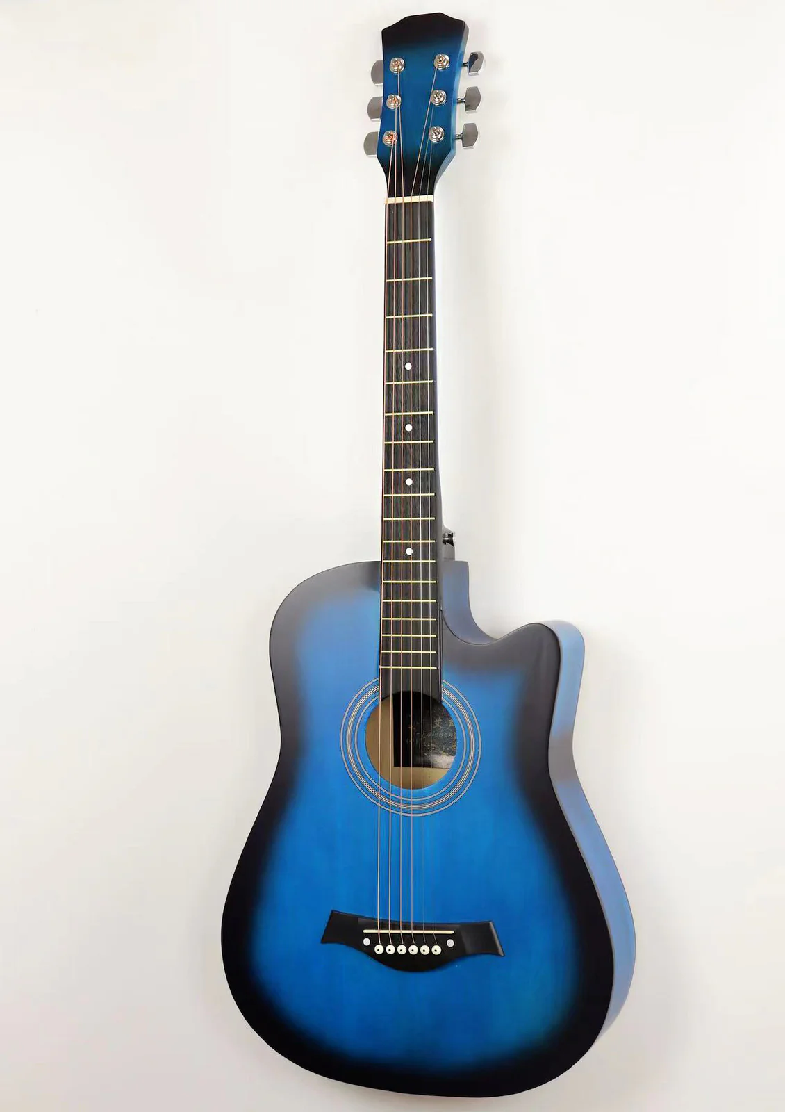 38" Natural Wood Acoustic Guitar (Blue) - Image 4