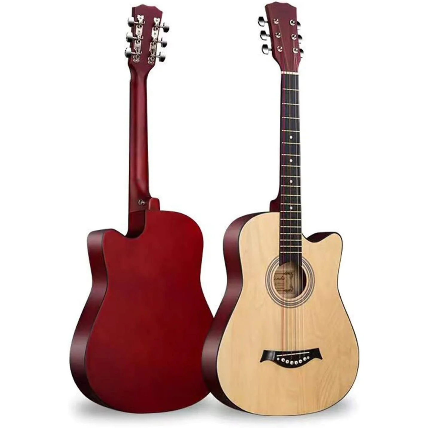 38" Natural Wood Acoustic Guitar - Image 5