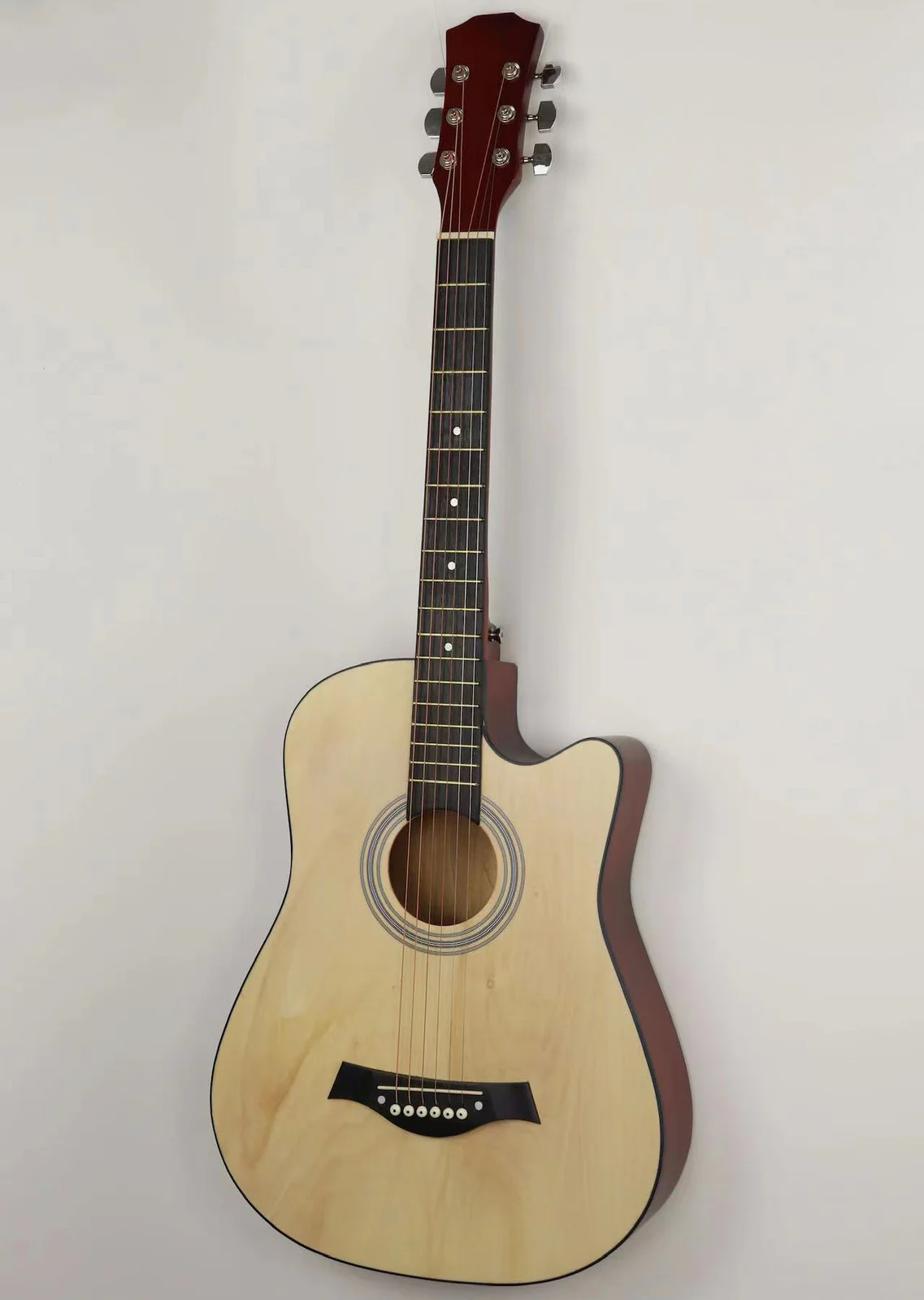 38" Natural Wood Acoustic Guitar - Image 6
