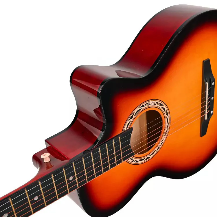 38" Natural Wood Acoustic Guitar - Sunburst - Image 2