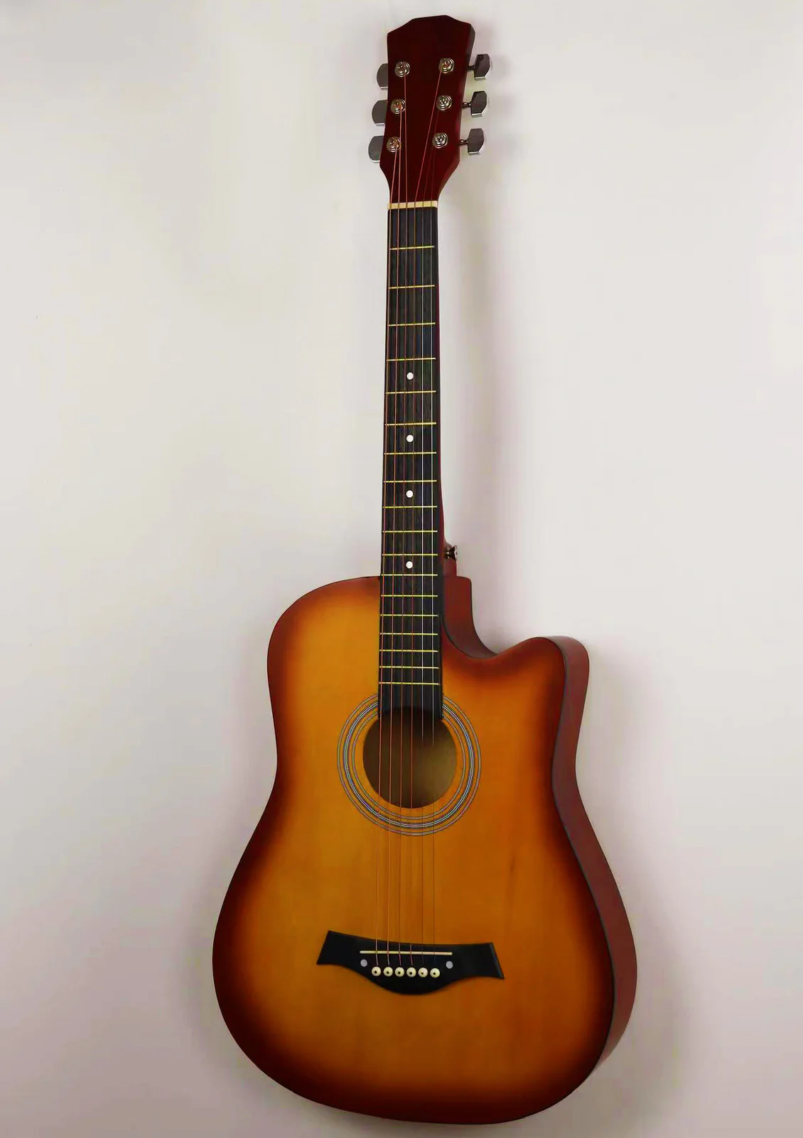 38" Natural Wood Acoustic Guitar - Sunburst - Image 5