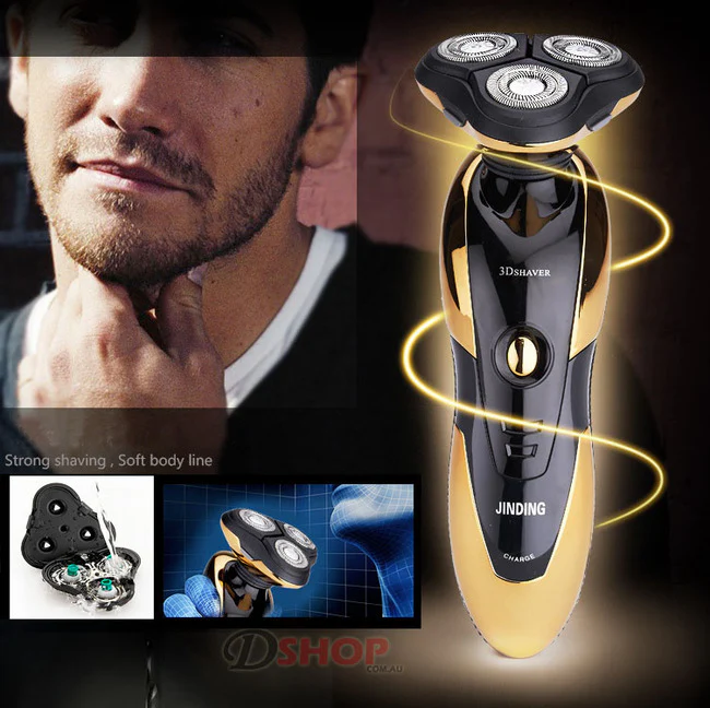 3D Floating 3-Head Rotating Rechargeable Electric Shaver (Gold) - Image 10