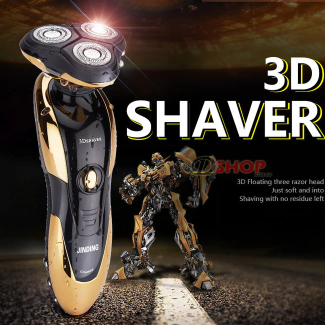 3D Floating 3-Head Rotating Rechargeable Electric Shaver (Gold) - Image 3