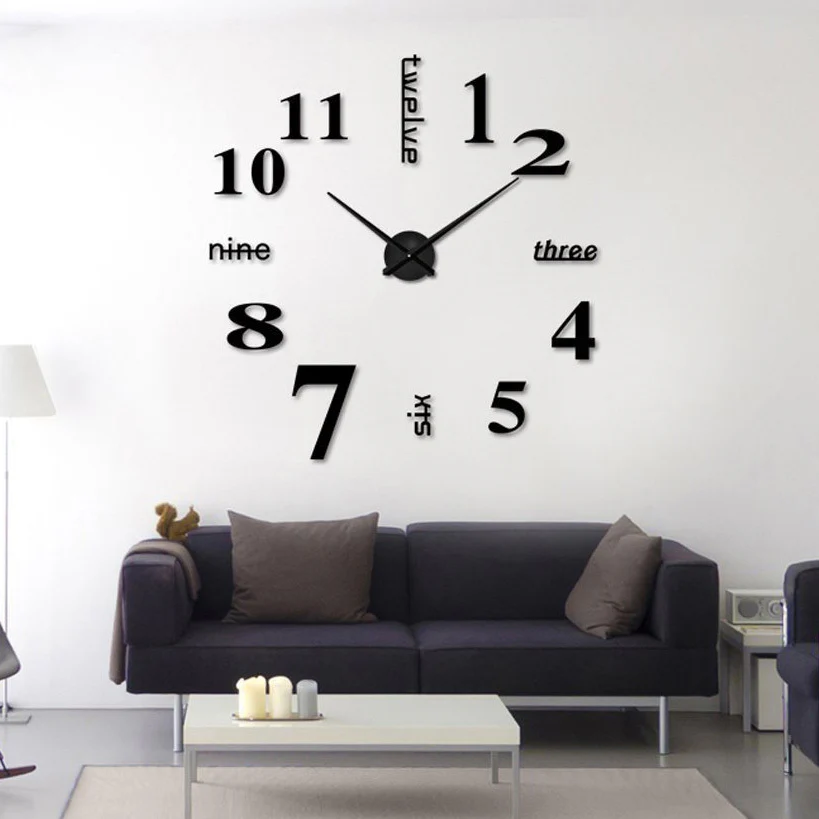 3D Luxe DIY Large Wall Clock Home Decoration (Black) - Image 2
