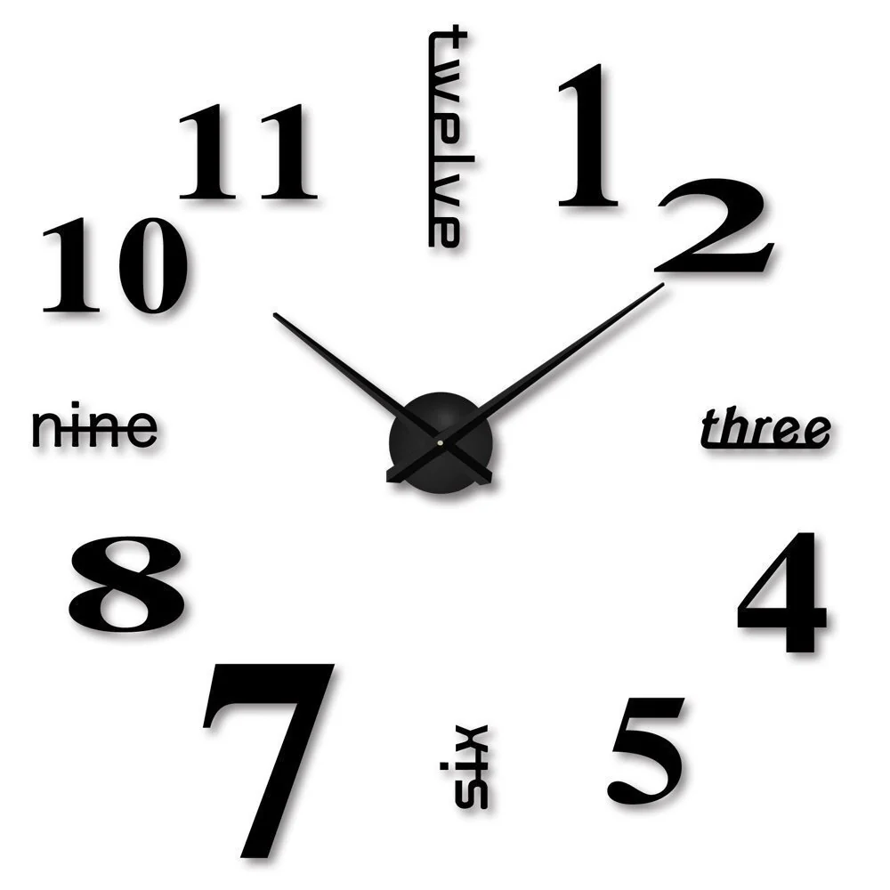 3D Luxe DIY Large Wall Clock Home Decoration (Black) - Image 6
