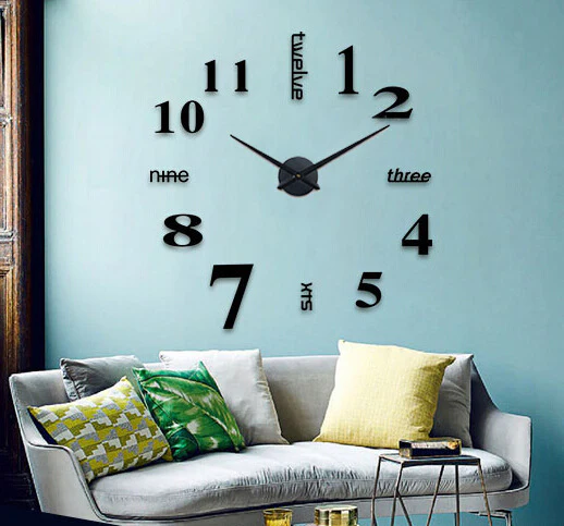3D Luxe DIY Large Wall Clock Home Decoration (Black) - Image 8