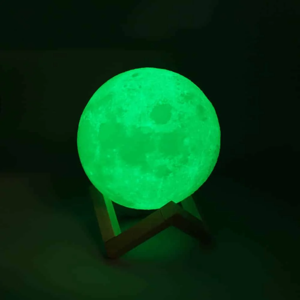 3D Moon Lunar Lamp Colour-Changing LED Night Light with Wooden Base - Image 10