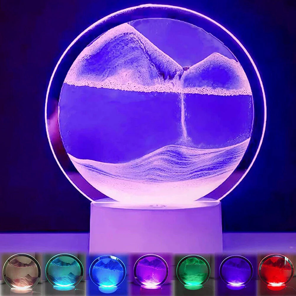 3D Moving Sand Art Colour-changing LED Table Lamp Sandscape Night Light (Purple) - Image 4