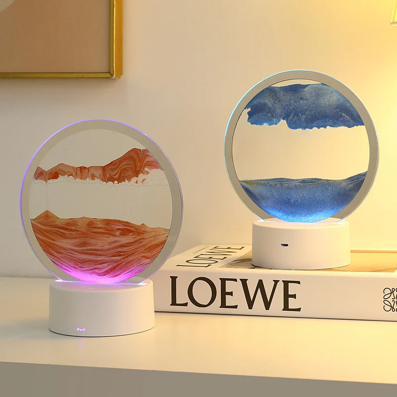 3D Moving Sand Art Colour-changing LED Table Lamp Sandscape Night Light (Yellow) - Image 10