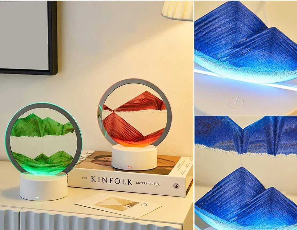 3D Moving Sand Art Colour-changing LED Table Lamp Sandscape Night Light (Yellow) - Image 13
