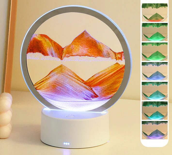 3D Moving Sand Art Colour-changing LED Table Lamp Sandscape Night Light (Yellow) - Image 14