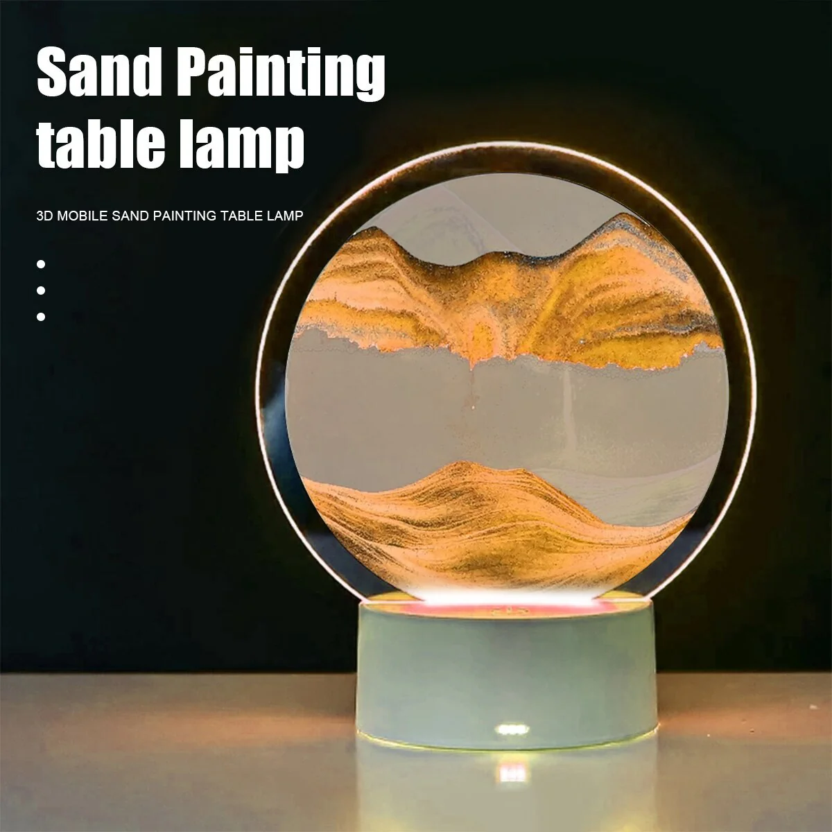 3D Moving Sand Art Colour-changing LED Table Lamp Sandscape Night Light (Yellow) - Image 3