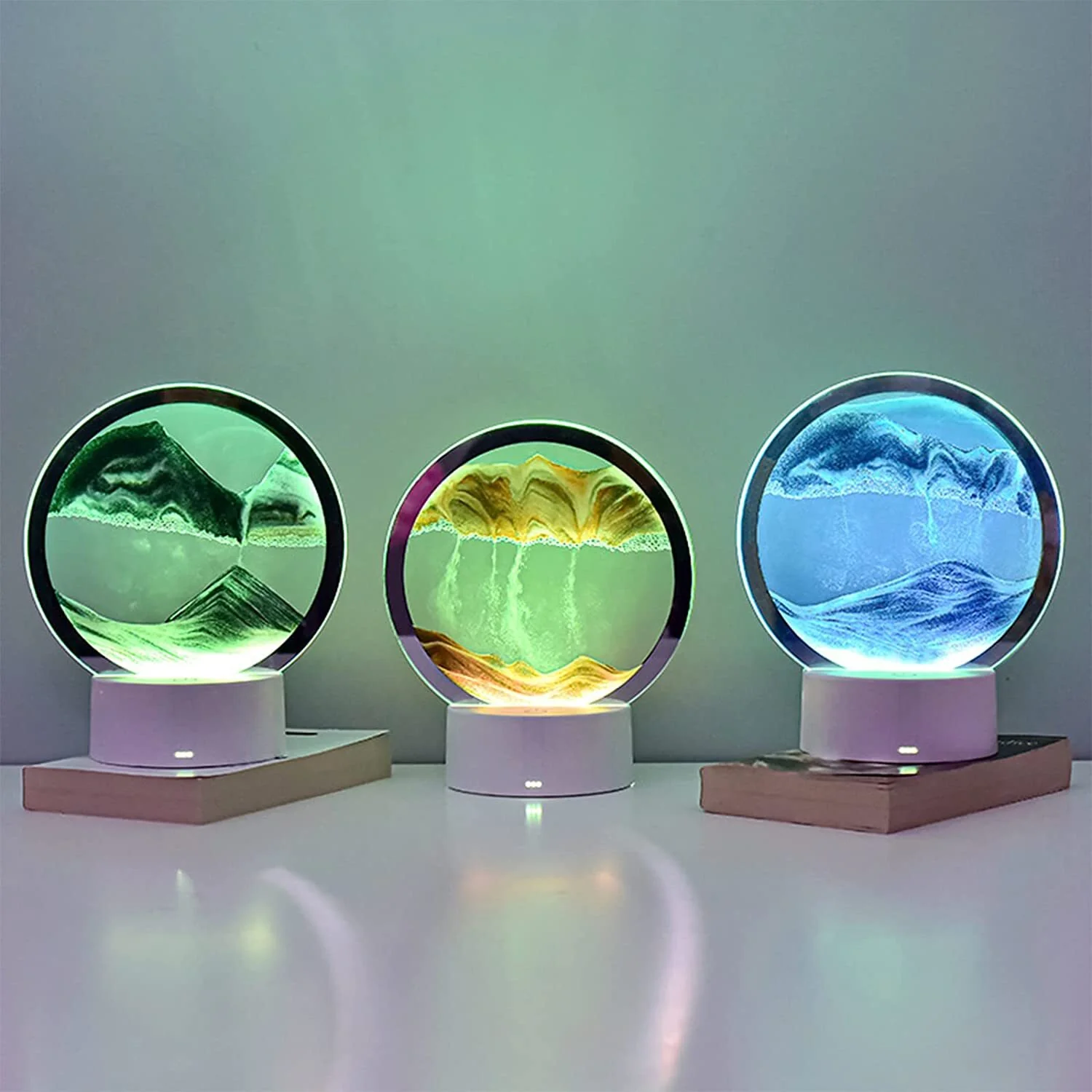 3D Moving Sand Art Colour-changing LED Table Lamp Sandscape Night Light (Yellow) - Image 9