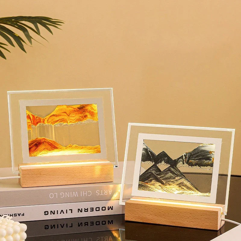 3D Moving Sand Art LED Table Lamp Sandscape Night Light Painting Decor - Image 9