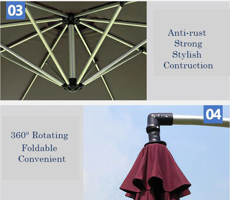 3m Aluminium Cantilever Outdoor Umbrella (Maroon) - Image 5