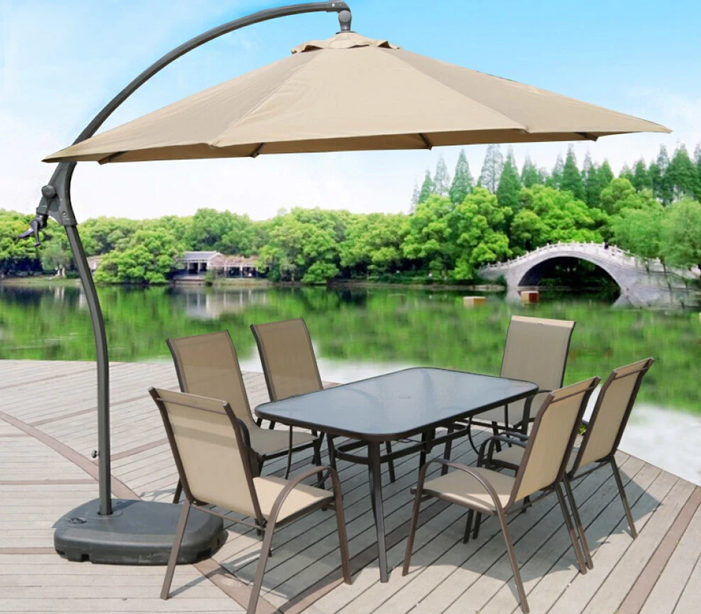 3m Heavy Duty Round Cantilever Outdoor Umbrella (Beige/Tan) - Image 5