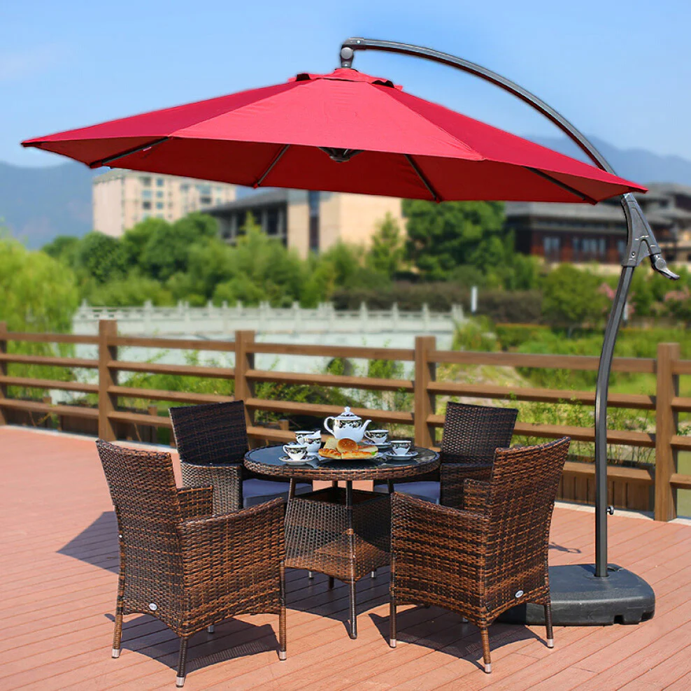 3m Heavy Duty Round Cantilever Outdoor Umbrella (Red /Maroon) - Image 2