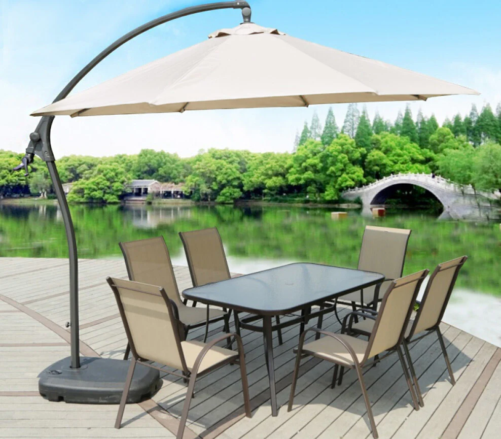 3m Heavy Duty Round Cantilever Outdoor Umbrella (White) - Image 2