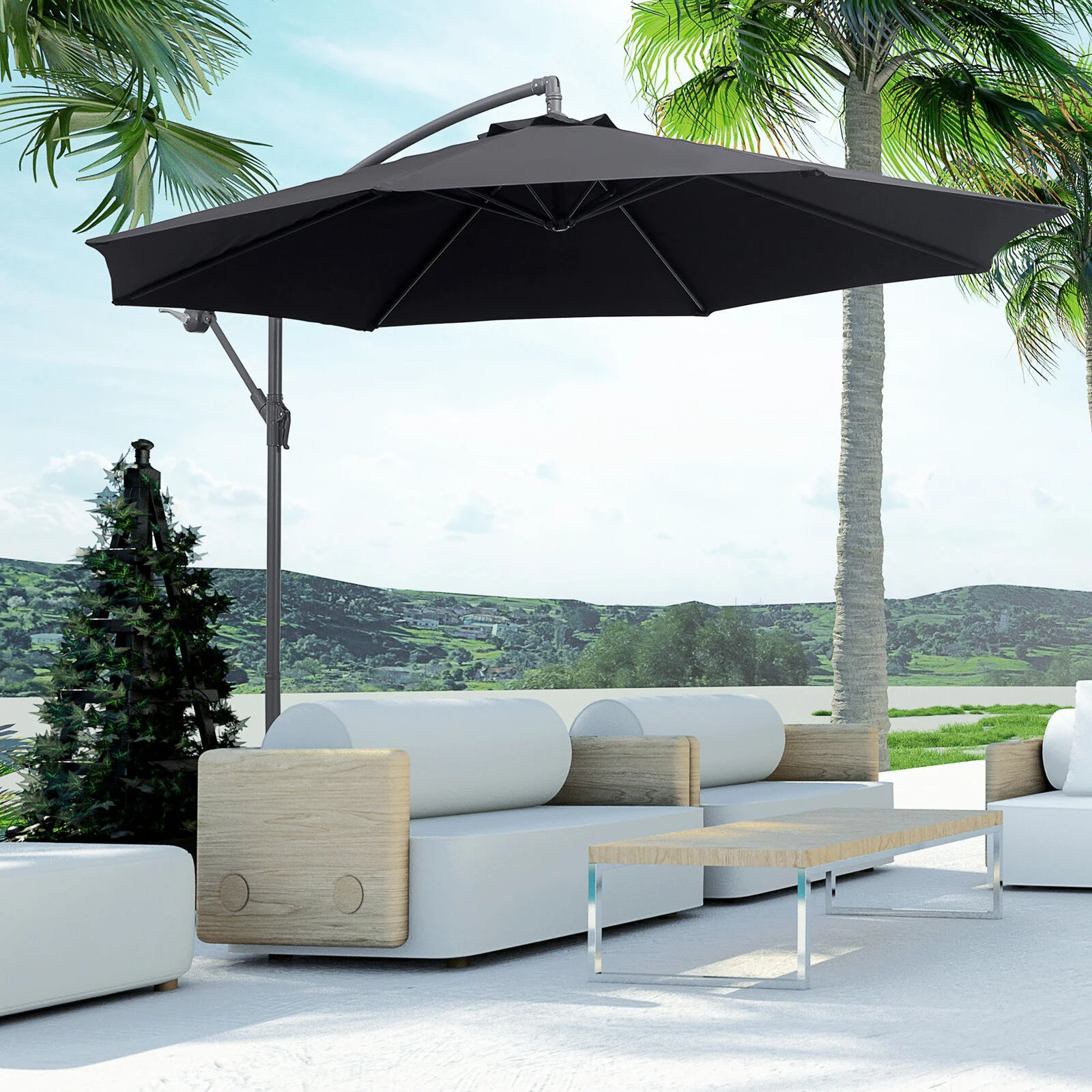 3m Patio Umbrella Replacement Cover 10ft 8 Ribs Large Outdoor Canopy (Black) - Image 4