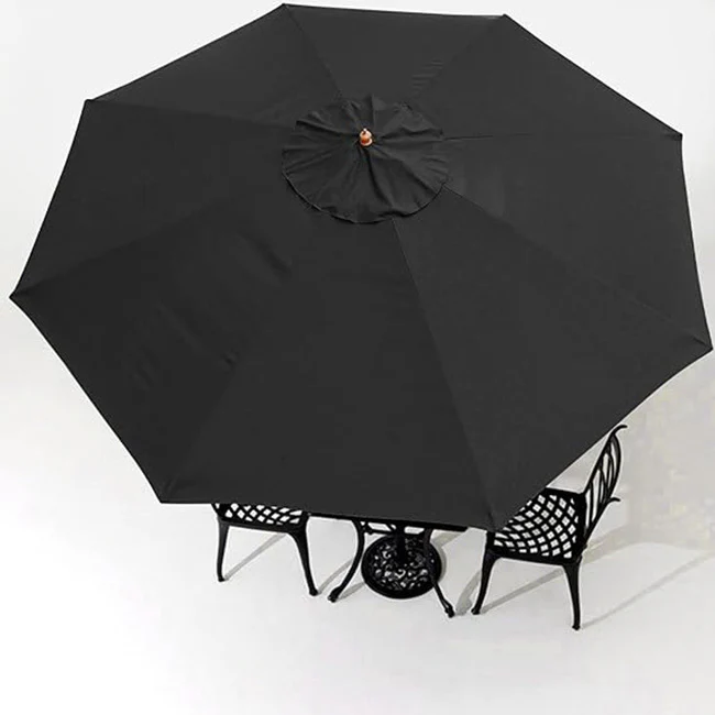 3m Patio Umbrella Replacement Cover 10ft 8 Ribs Large Outdoor Canopy (Black) - Image 9
