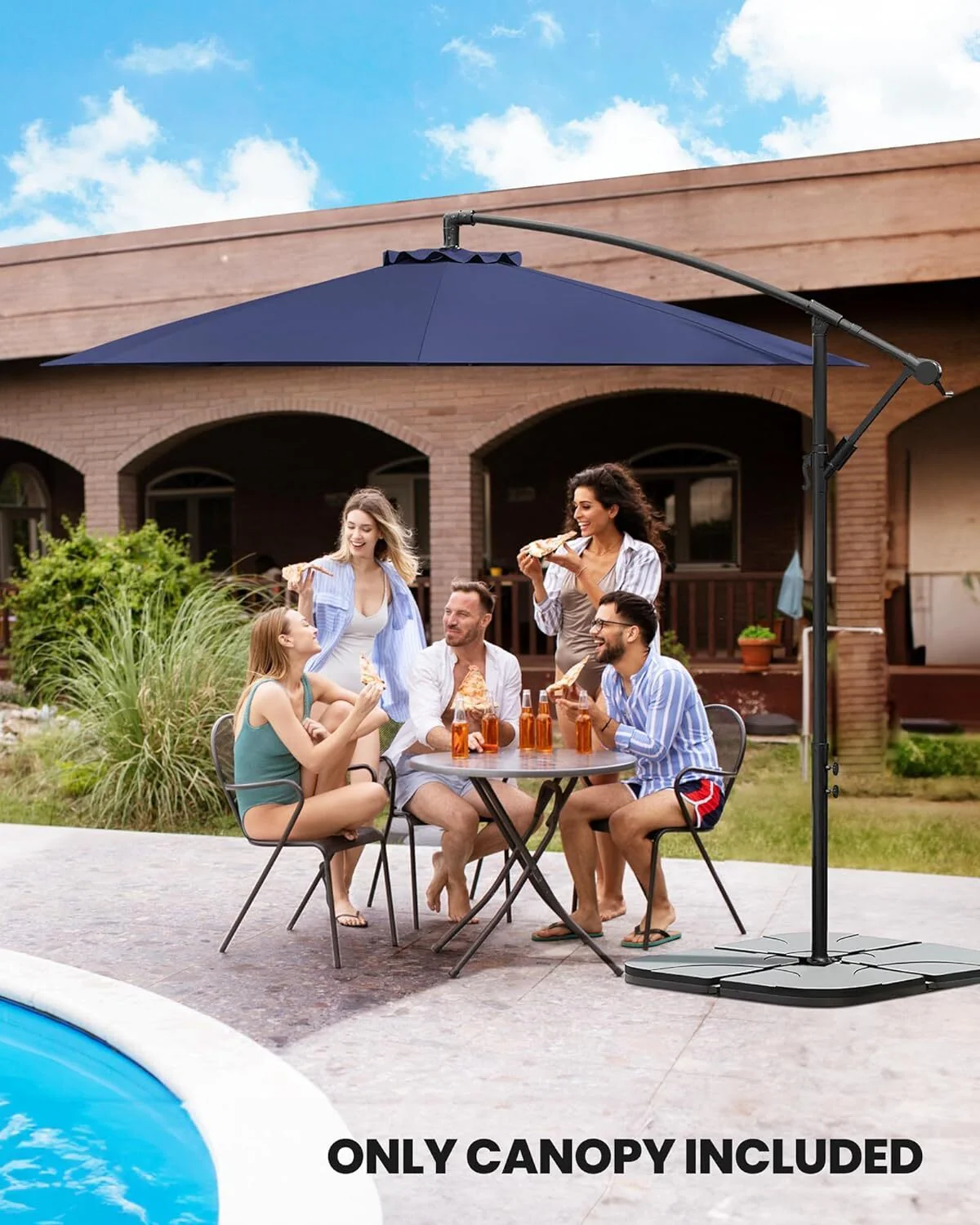 3m Patio Umbrella Replacement Cover 10ft 8 Ribs Large Outdoor Canopy (Blue) - Image 3