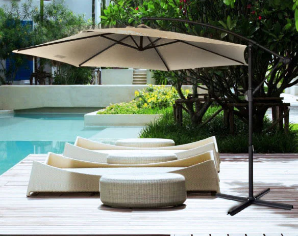 3m Steel Round Cantilever Outdoor Umbrella (Beige / Tan) - Image 3