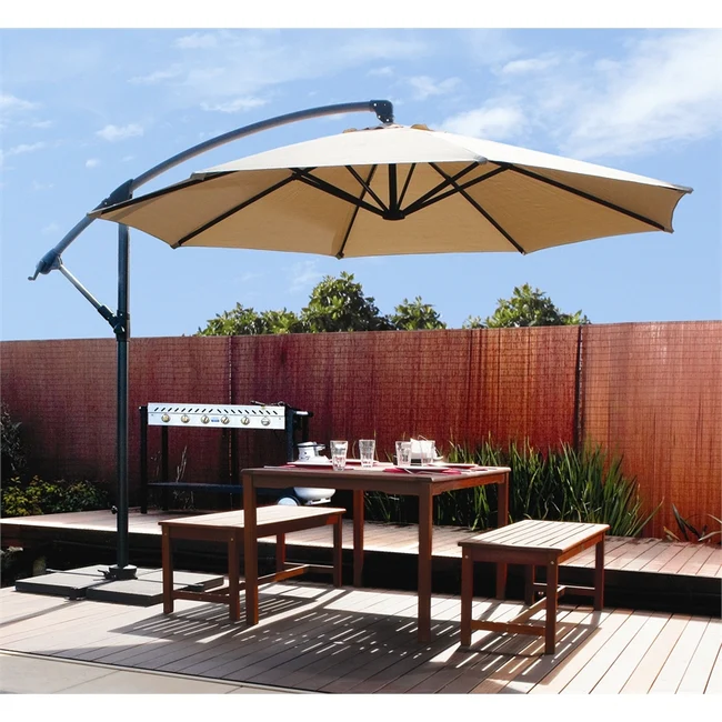 3m Steel Round Cantilever Outdoor Umbrella (Beige / Tan) - Image 4