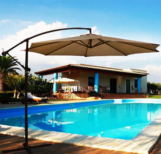 3m Steel Round Cantilever Outdoor Umbrella (Beige / Tan) - Image 5