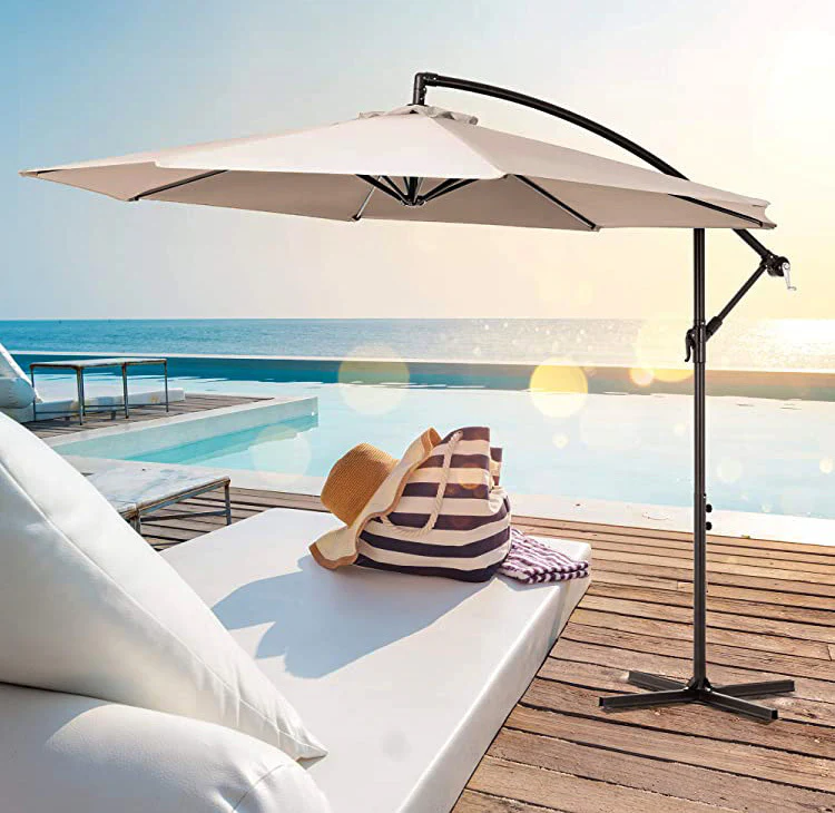 3m Steel Round Cantilever Outdoor Umbrella (Beige / Tan) - Image 6