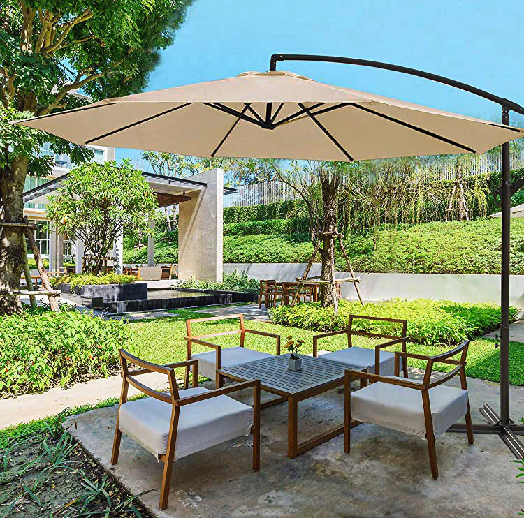 3m Steel Round Cantilever Outdoor Umbrella (Beige / Tan) - Image 9
