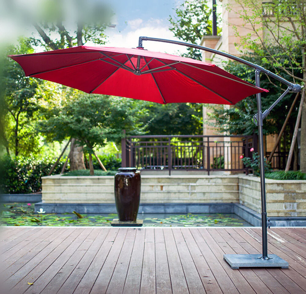 3m Steel Round Cantilever Outdoor Umbrella (Maroon) - Image 4