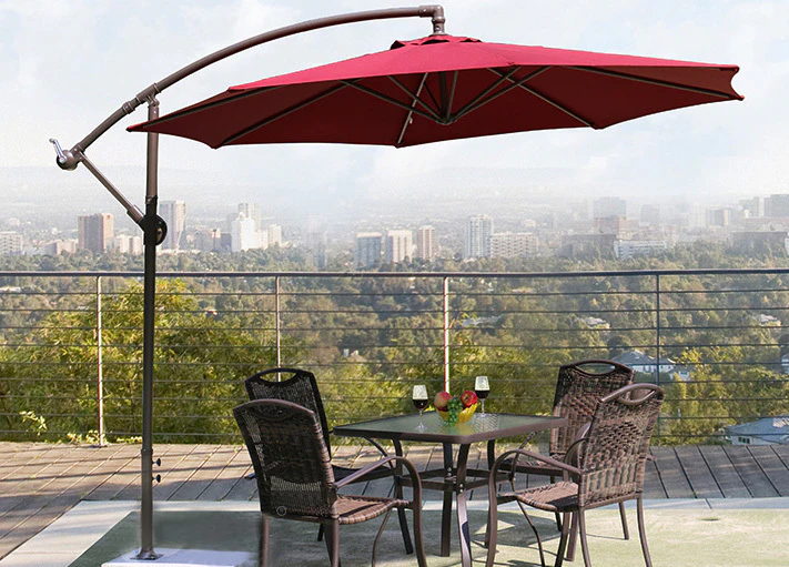 3m Steel Round Cantilever Outdoor Umbrella (Maroon) - Image 7