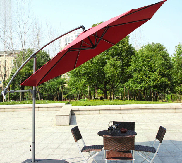 3m Steel Round Cantilever Outdoor Umbrella (Maroon) - Image 8