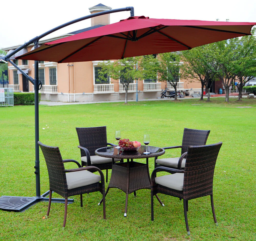 3m Steel Round Cantilever Outdoor Umbrella (Maroon) - Image 9
