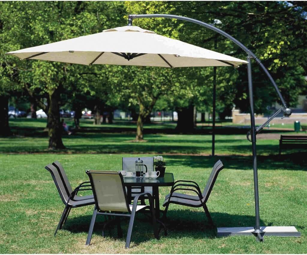 3m Steel Round Cantilever Outdoor Umbrella (White/Cream) - Image 4