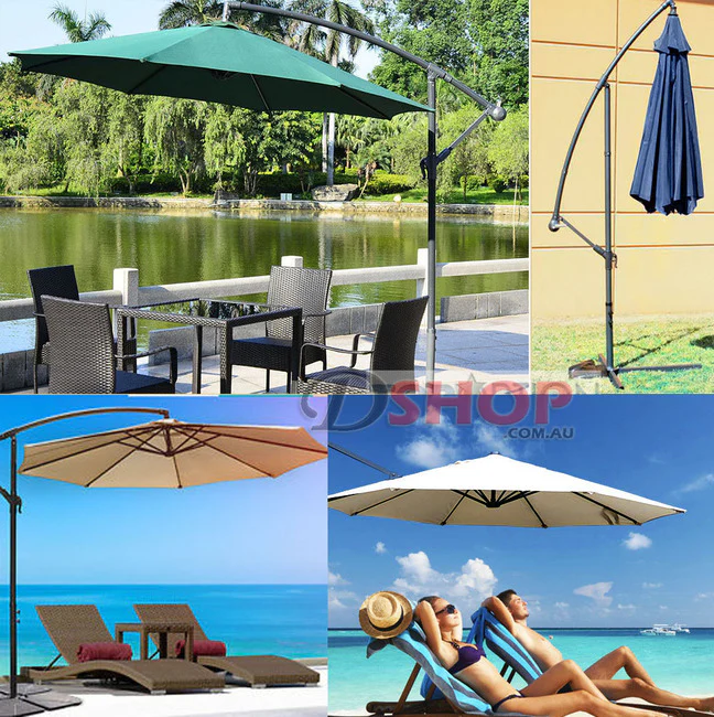 3m Steel Round Cantilever Outdoor Umbrella (White/Cream) - Image 7