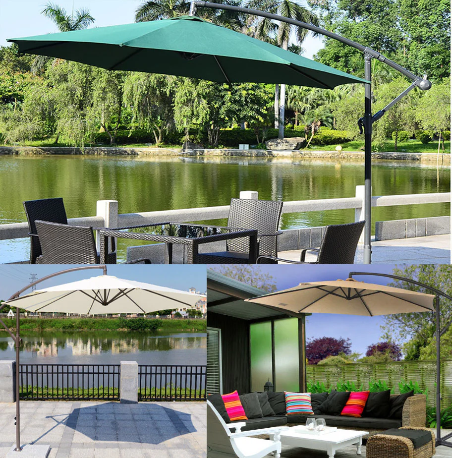 3m Steel Round Cantilever Outdoor Umbrella (White/Cream) - Image 8