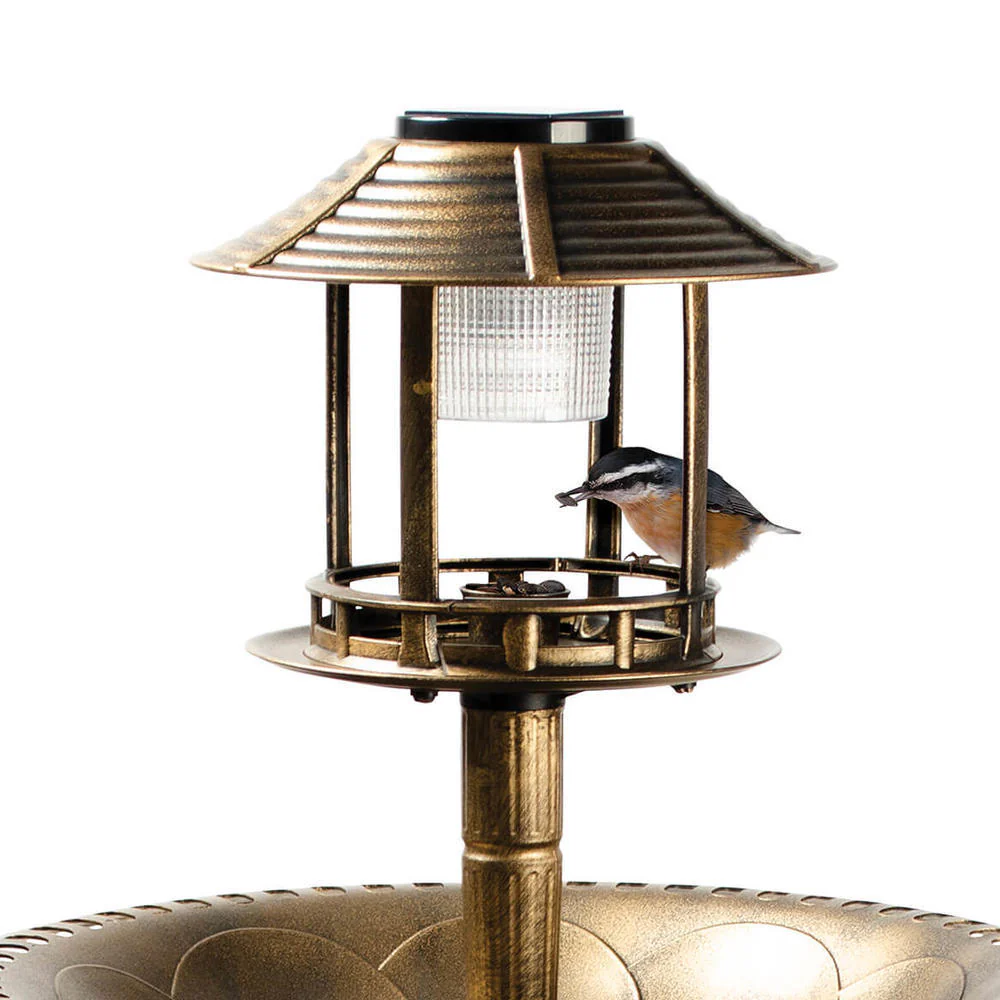 4-in-1 Bird Bath Feeder & Planter with Solar Light - Image 3