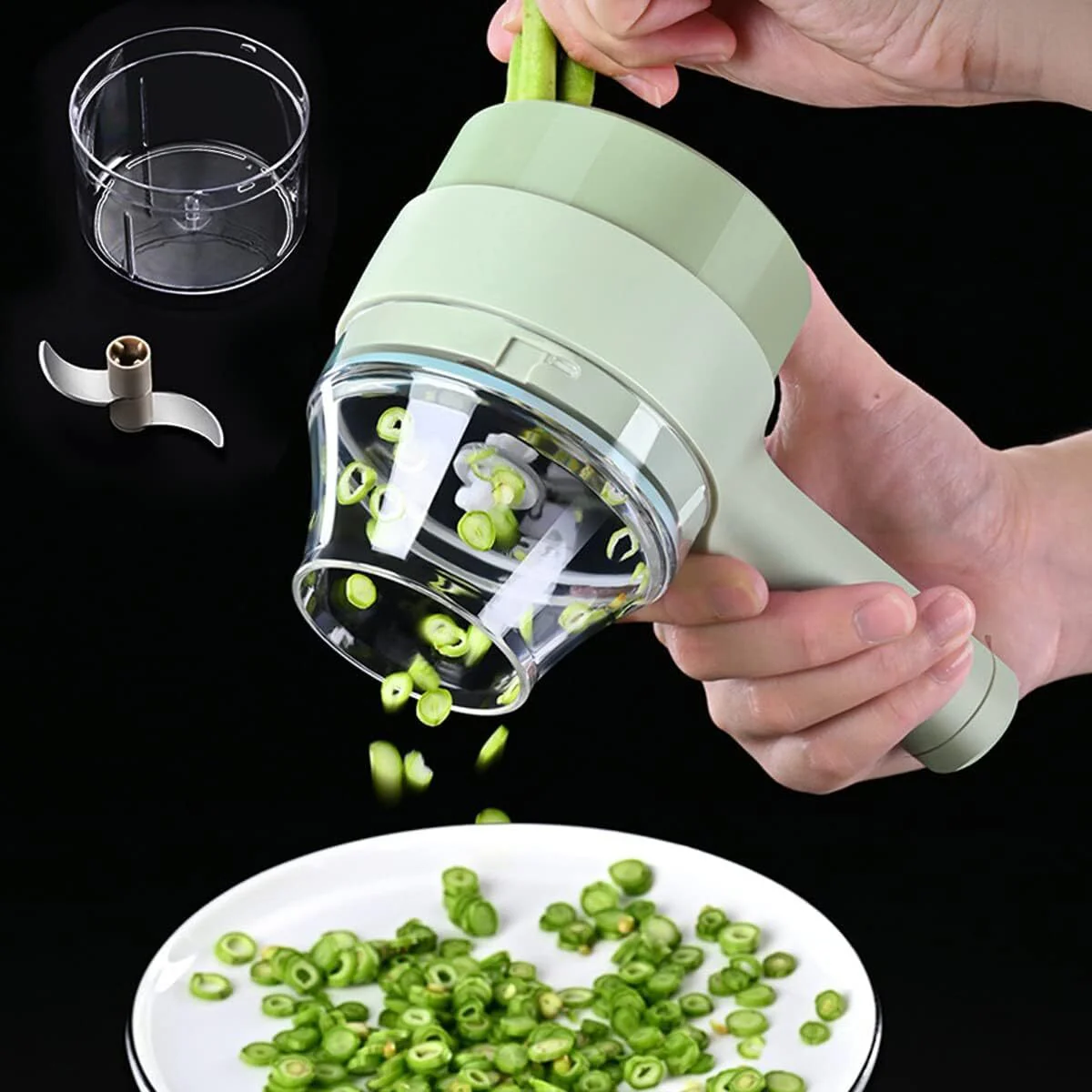 4 in 1 Portable Handheld Electric Vegetable Cutter Set Kitchen Slicer Chopper Food Grinder Processor - Image 12