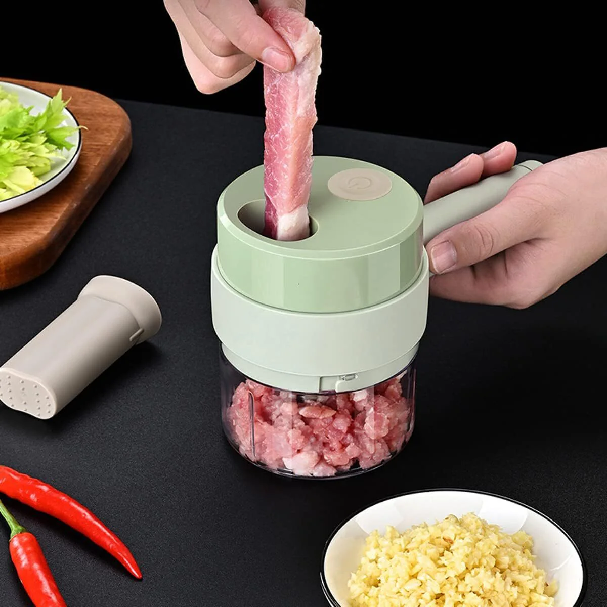 4 in 1 Portable Handheld Electric Vegetable Cutter Set Kitchen Slicer Chopper Food Grinder Processor - Image 7