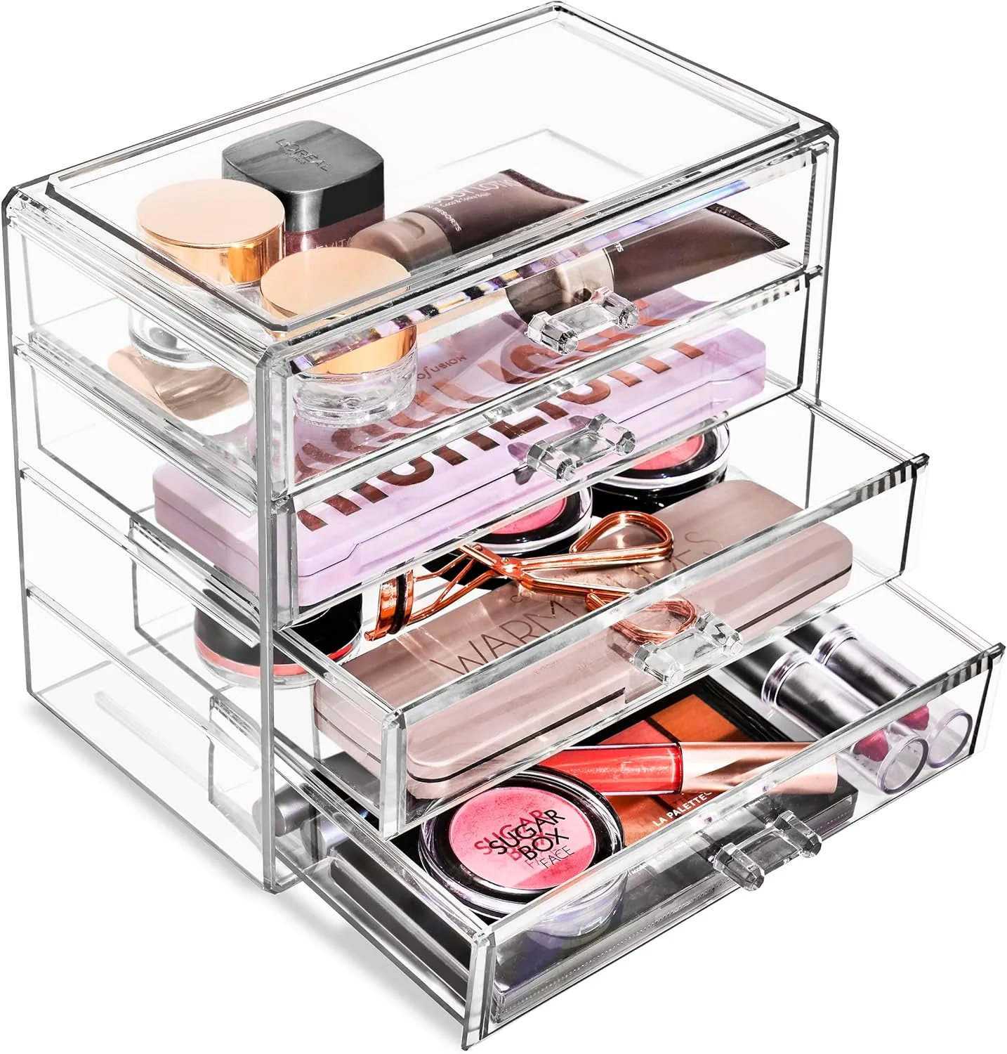 4 Large Drawers Crystal Clear Acrylic Cosmetic Makeup Display Organizer Storage Case - Image 5