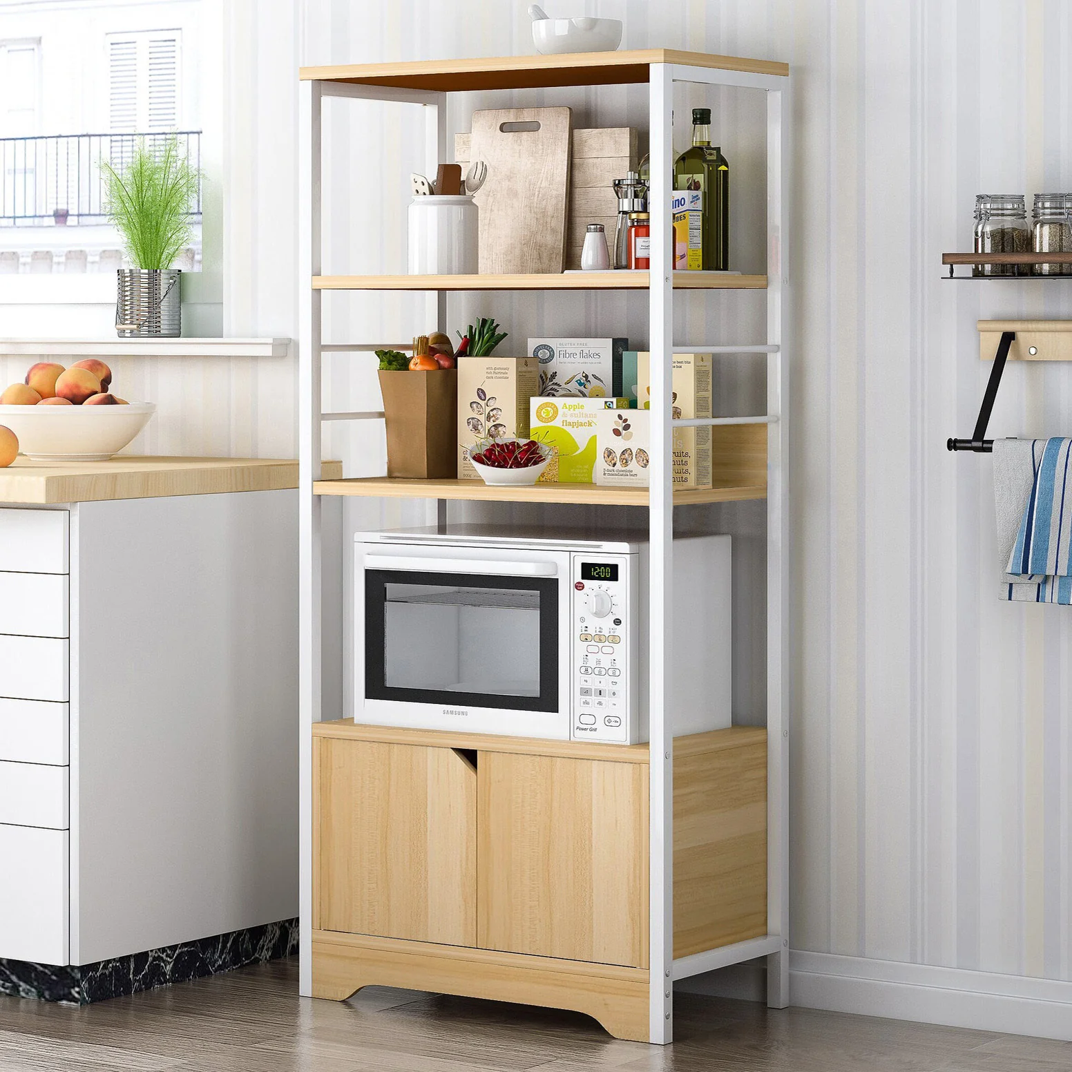 4-Level Arena Organizer Kitchen Storage Cabinet Shelf (Oak) - Image 8
