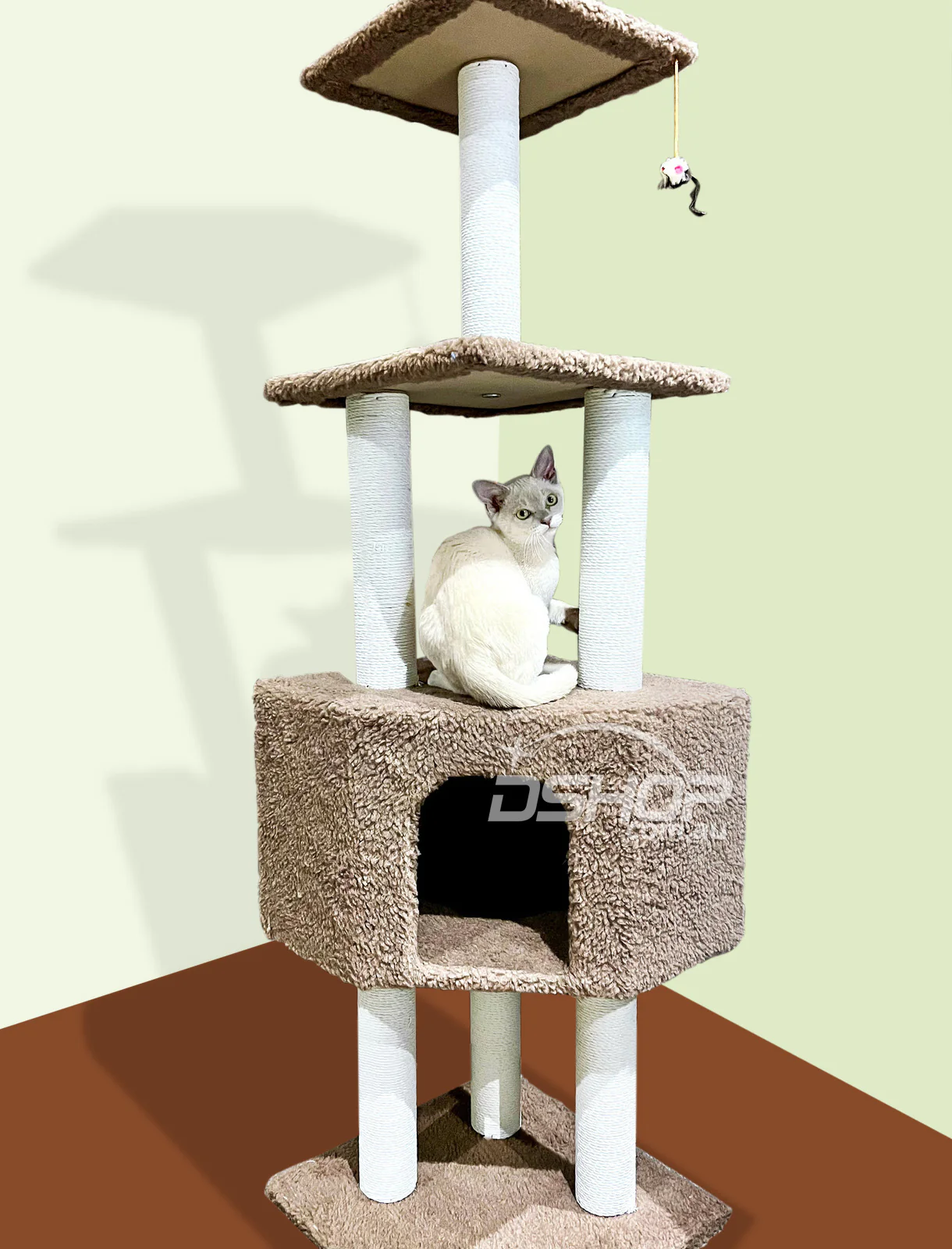 4-Level Large Cat Scratching Post Pole Tower (Tan) - Image 14