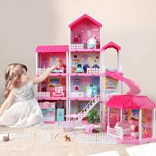 4-level Large Mansion Dreamhouse Castle Doll House Palace Toy Set with Dolls & Furniture - Image 9