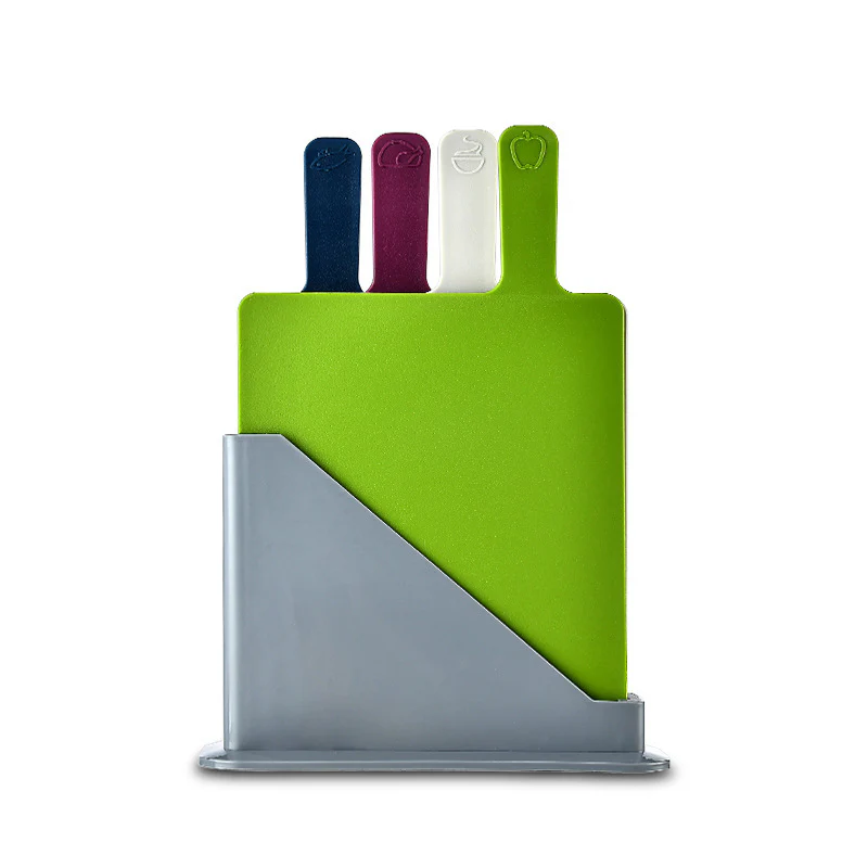 4-Piece Set Colour Coded Chopping Cutting Boards with Stand - Image 12