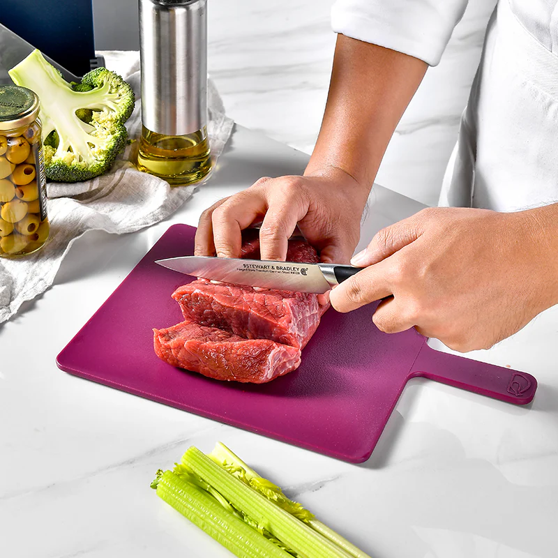4-Piece Set Colour Coded Chopping Cutting Boards with Stand - Image 5