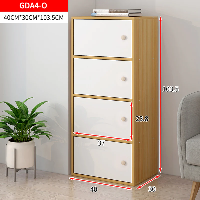 4-Tier Cascade Organizer Storage Cabinet Bookcase with Doors - Image 4