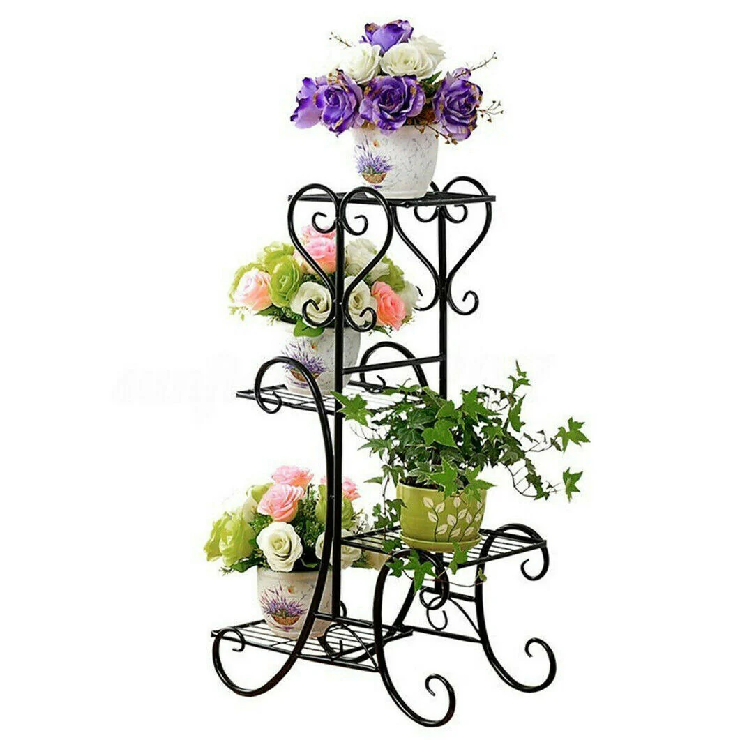 4-tier Metal Plant Stand Shelf Display Rack Flower Pot Holder Planter Garden Storage Organizer - Image 10